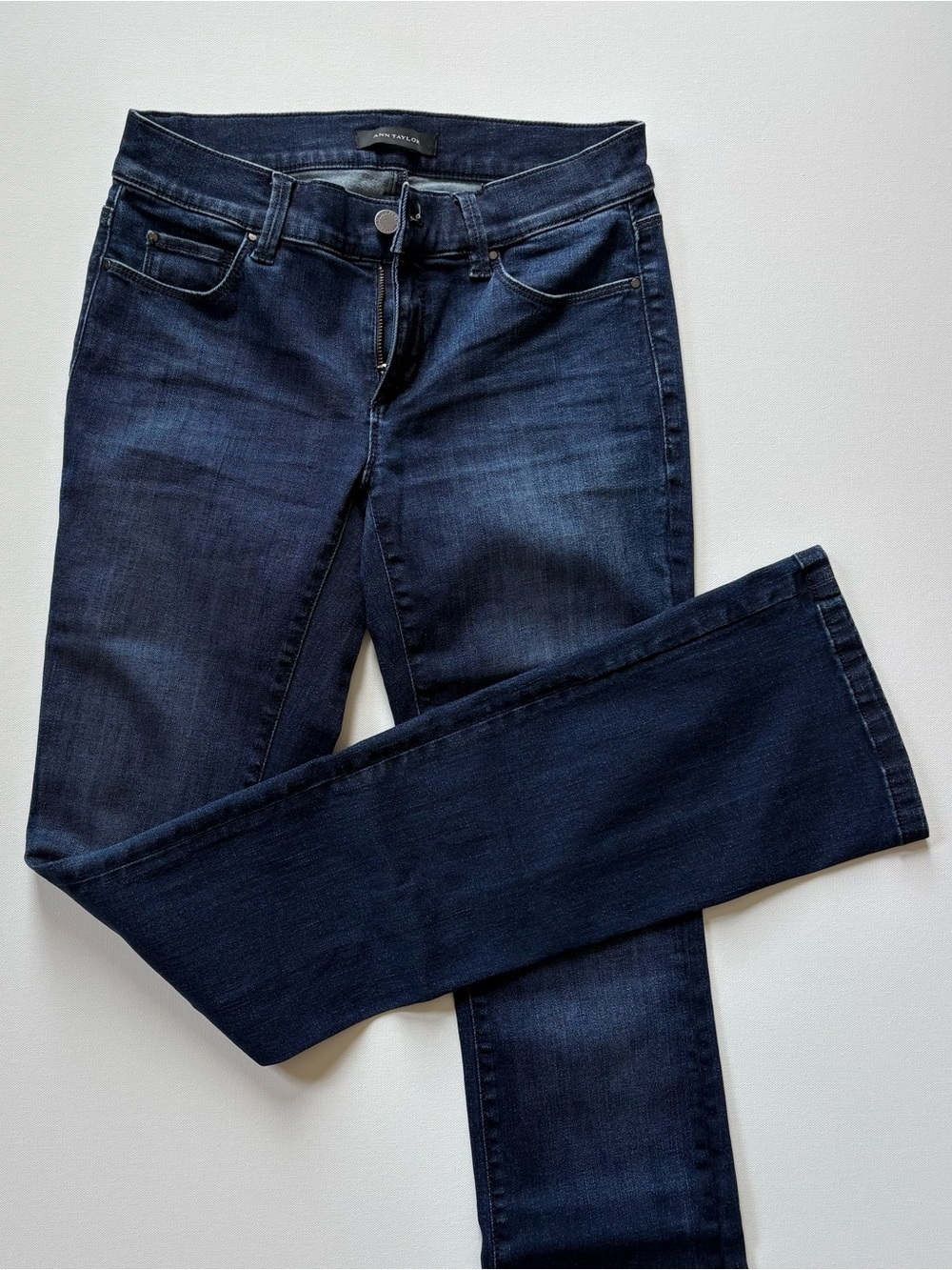 Ann Taylor Womens 0 Low Rise Modern Fit The Boot Jeans Stretch Dark Wash